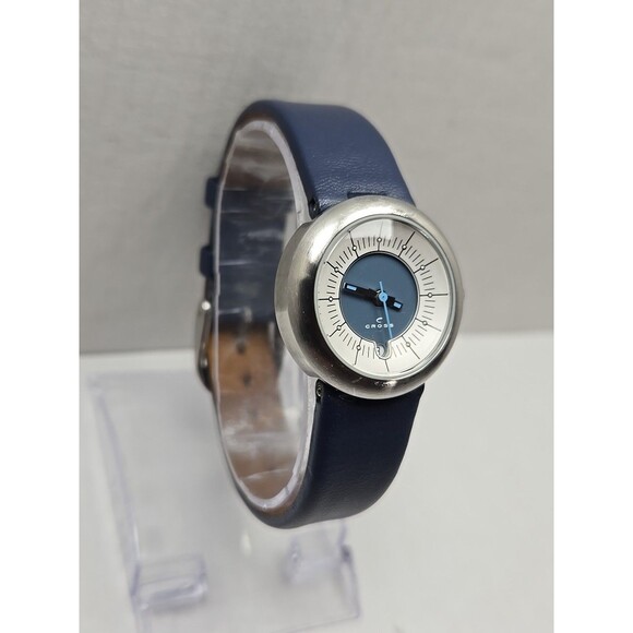 Cross WFK19 Bullseye Blue Dial Quartz Watch Date Womens Silver Tone New Battery - Picture 3 of 12